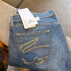 Lacoste Women's Denim Jeans with Yellow Stitching